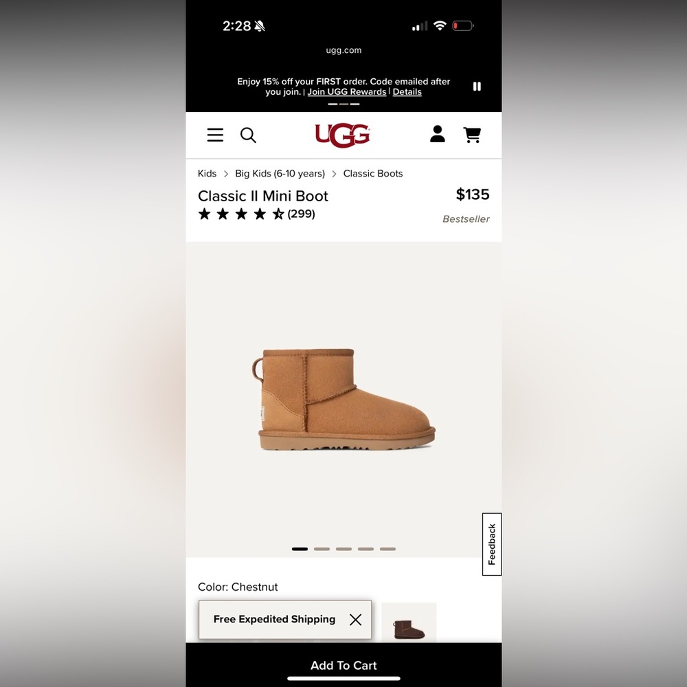 UGG Classic II Mini Boot - Tan BRAND NEW IN BOX